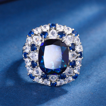 ZIRAVE jewelry simulation color treasure fat square color diamond rings