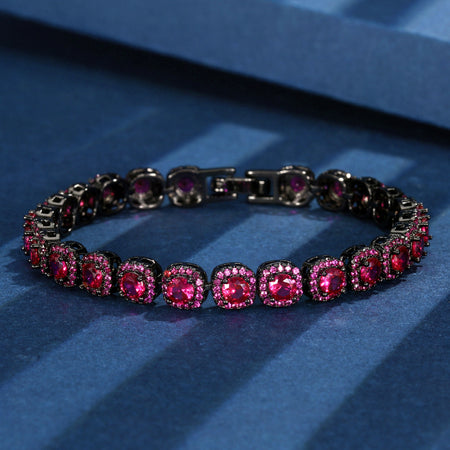ZIRAVE Jewelry Vintage Pink Diamond Black Gold Tennis Bracelet (2Color)