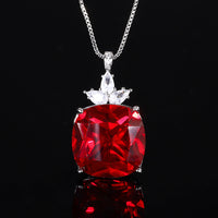 ZIRAVE Jewelry Princess-Cut Faux Gem Crown Pendant Necklace (Multi-Colors Available)