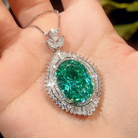 ZIRAVE Jewelry Simulation Para Green Vintage Para Green Pendant with Chain