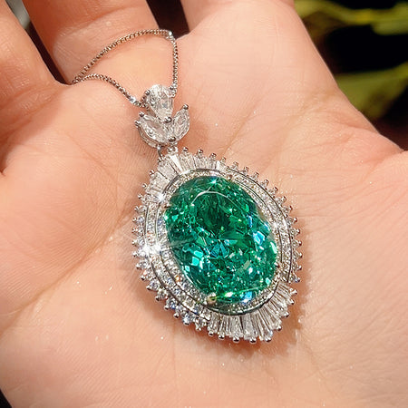 ZIRAVE Jewelry Simulation Para Green Vintage Para Green Pendant with Chain