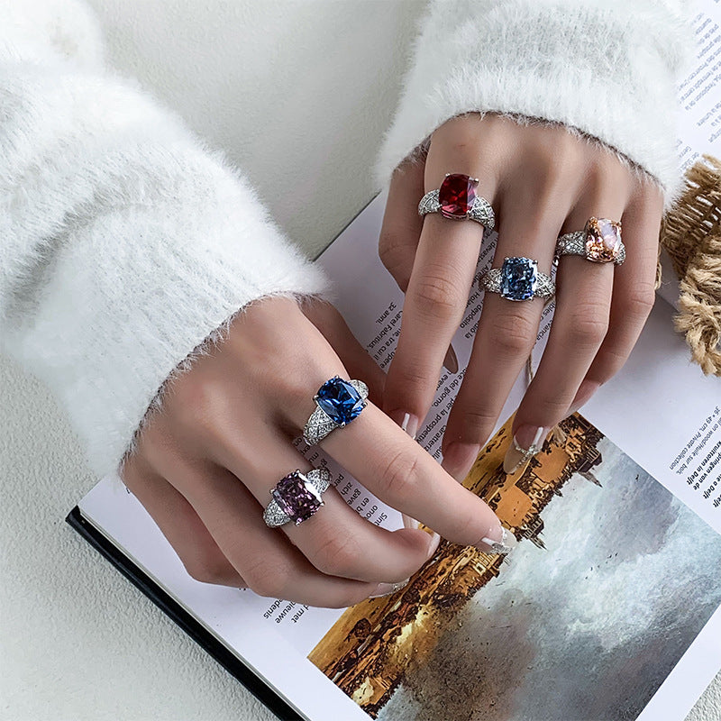 ZIRAVE Jewelry Copper-Based Gold-Plated Imitation Gemstone Corundum Ring