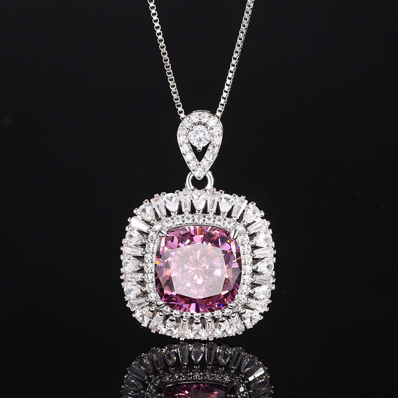 ZIRAVE Jewelry  Cushion-Cut Pink Diamond Double Halo 3-Piece Jewelry Set