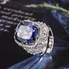 ZIRAVE Jewelry  Cushion-Cut Gemstone Double Halo Full Pave Adjustable Ring (Multi-Color Options)