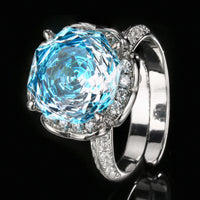 ZIRAVE Jewelry Vintage Simulated Gemstone Lotus-Cut Ring  (4 Colors)