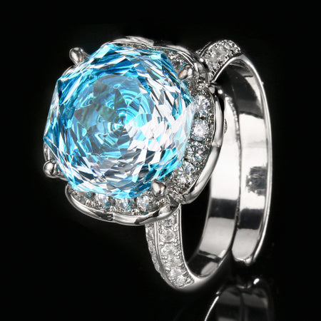 ZIRAVE Jewelry Vintage Simulated Gemstone Lotus-Cut Ring  (4 Colors)