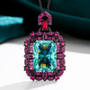 ZIRAVE Jewelry Parra Green Square Diamond Black Gold  Necklace