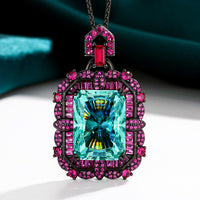 ZIRAVE Jewelry Parra Green Square Diamond Black Gold Set