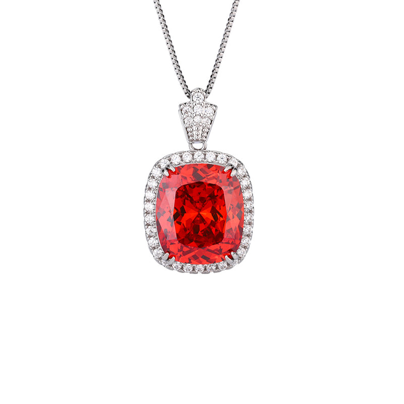 ZIRAVE Jewelry  Cushion-Cut Simulated Orange Sapphire Necklace