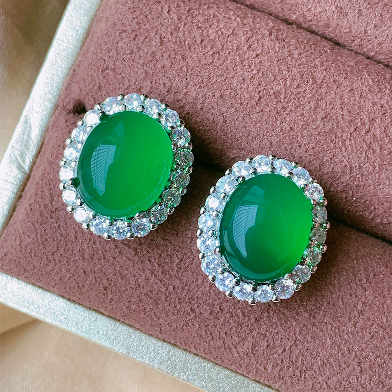 ZIRAVE Jewelry  Luxury Icy Green AgateEarrings