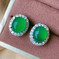 ZIRAVE Jewelry  Luxury Icy Green AgateEarrings