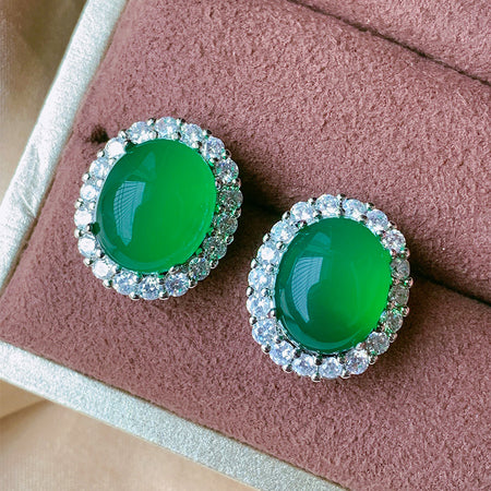 ZIRAVE Jewelry  Luxury Icy Green AgateEarrings
