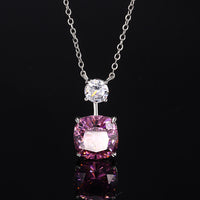 ZIRAVE Jewelry Cushion-Cut Faux Pink Diamond Necklace