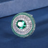 ZIRAVE Jewelry Vintage Simulated Emerald Multi-Halo Jewelry Set