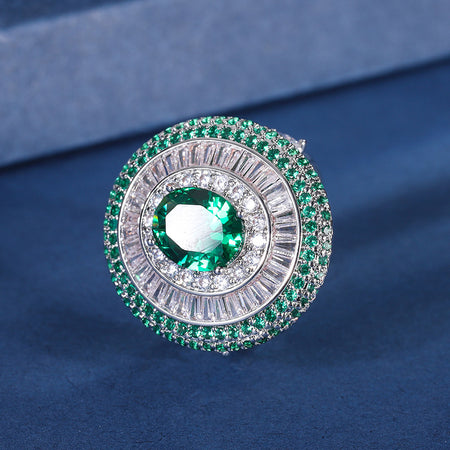 ZIRAVE Jewelry Vintage Simulated Emerald Multi-Halo Ring