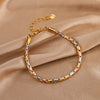 ZIRAVEJewelry Tri-Color Copper Gold Plated Oval Bead Chain Adjustable Set