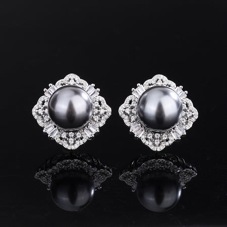 ZIRAVE Jewelry Grey Pearl  Earrings