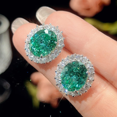 ZIRAVE Jewelry Faux Paraiba Green Jewelry Fashion Light Luxury Earrings
