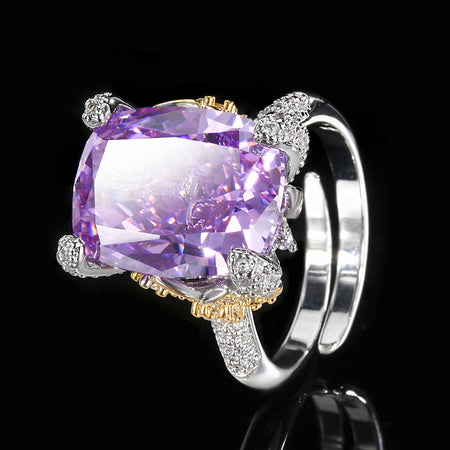 ZIRAVE Jewelry Radiant-Cut Faux Gem Four-Prong Ring (Multi-Colors Available)