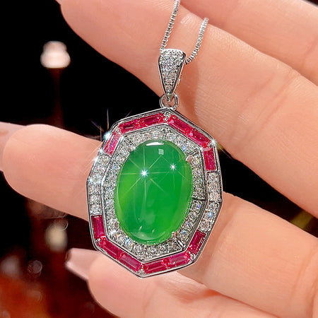 ZIRAVE Jewelry Vintage Gemstone Halo Chalcedony 3-Piece Jewelry Set