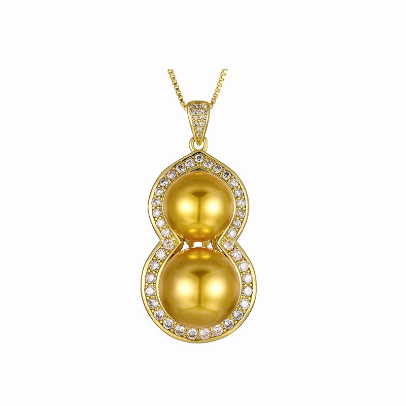 ZIRAVE Jewelry  Vintage Simulated South Sea Gold Pearl Gourd Pendant Necklace