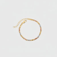ZIRAVEJewelry Tri-Color Copper Gold Plated Slim Paperclip Chain Adjustable Bracelst