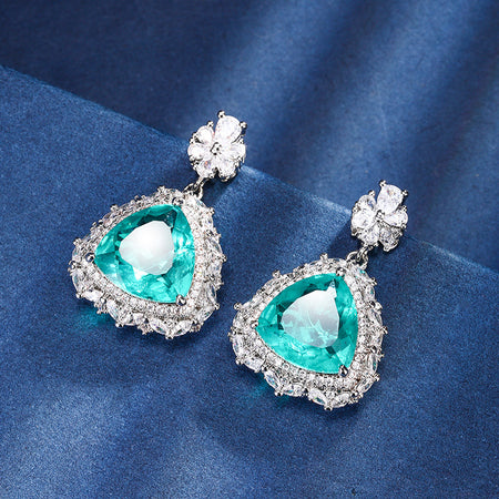 ZIRAVE Jewelry Triangle-Cut Faux Paraiba Tourmaline Earrings