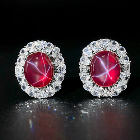 ZIRAVE Jewelry Cushion-Cut Faux Pink Diamond Two-Stone Earrings