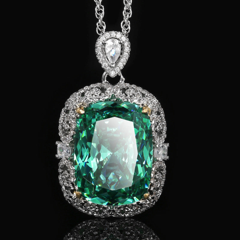 ZIRAVE Jewelry Two-Tone Gold Simulated Paraiba Gemstone Necklace