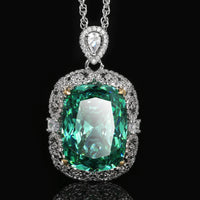 ZIRAVE Jewelry Two-Tone Gold Simulated Paraiba Gemstone Necklace