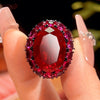 ZIRAVE Jewelry Imitation Ruby & Blue Spinel Light Luxury Jewelry Set