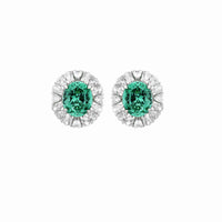 ZIRAVE Jewelry Oval Faux Green Paraiba Tourmaline Halo Earrings