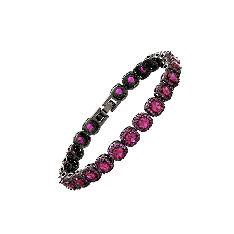 ZIRAVE Jewelry Vintage Pink Diamond Black Gold Tennis Bracelet (2Color)