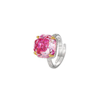 ZIRAVE Jewelry Two-Tone Gold Sugarloaf-Cut Firework Gemstone Adjustable Ring