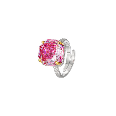 ZIRAVE Jewelry Two-Tone Gold Sugarloaf-Cut Firework Gemstone Adjustable Ring