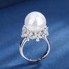 ZIRAVE Jewelry Flower Halo Faux South Sea Pearl Open Ring (Multi-Colors Available)