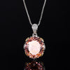 ZIRAVE Jewelry Imitation Dried Rose Padparadscha Light Luxury Oval Necklace