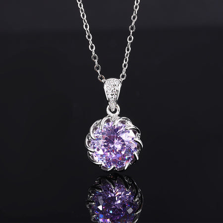 ZIRAVE Jewelry Spiral Floral Faux Gem Necklace
