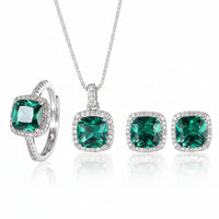 ZIRAVE Jewelry Women's Vintage Imitation Emerald Minimalist Set