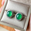 ZIRAVE Jewelry Cabochon Green Agate Simulant Earrings