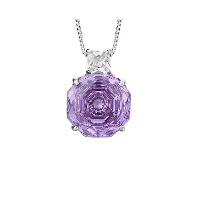 ZIRAVE Jewelry Rose-Cut Faux Purple Diamond Necklace