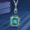 ZIRAVE Jewelry Art Deco Style Faux Gem Halo Pendant Necklace (Multi-Colors Available)