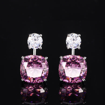 ZIRAVE Jewelry Cushion-Cut Faux Pink Diamond Earrings
