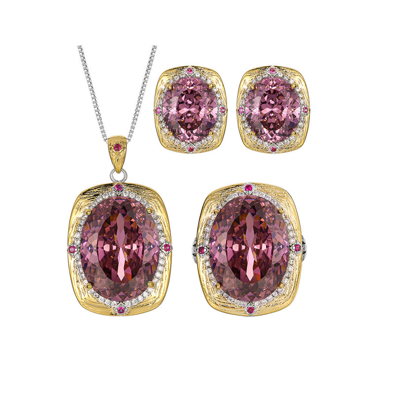 ZIRAVE Jewelry Imitation Dried Rose Jewelry Light Luxury High-End Set
