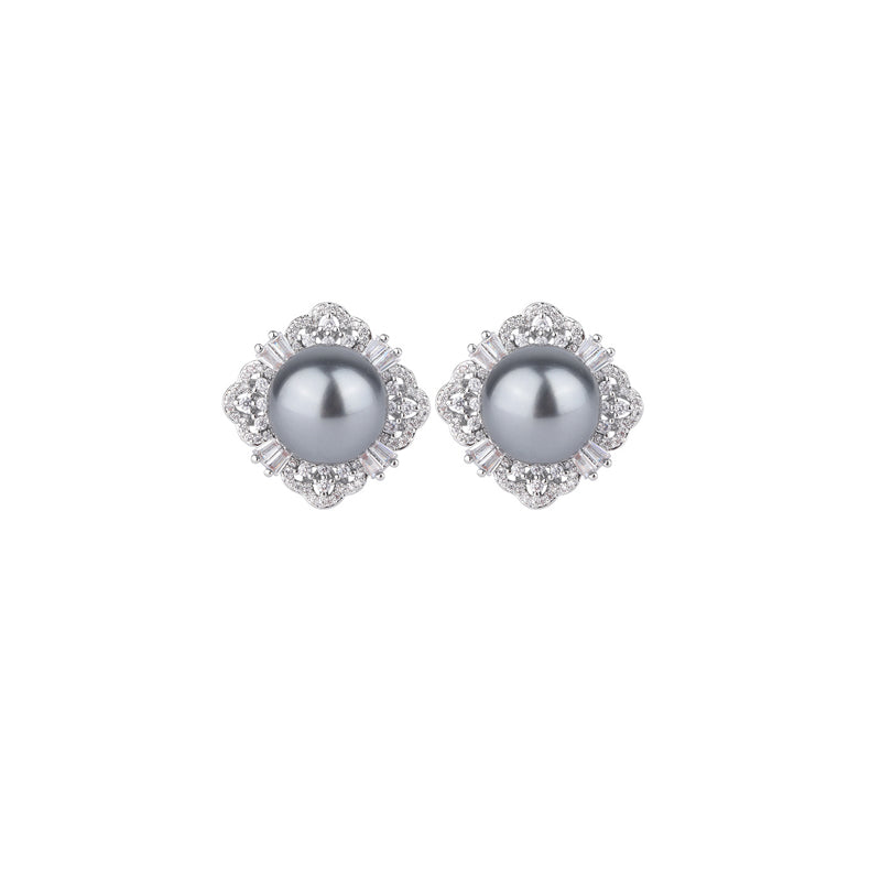 ZIRAVE Jewelry Grey Pearl  Earrings