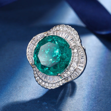 ZIRAVE Jewelry Emerald-Style Clover Halo Ring