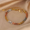 Tri-Color Copper Gold Plated Sparkling Multi-Strand Thin Chain Adjustable Set