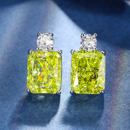 ZIRAVE Jewelry Radiant-Cut Yellow Diamond Simulated Earrings