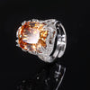 ZIRAVE Jewelry Cushion-Cut Gemstone Hollow Carved Adjustable Ring (Multi-Color Options)