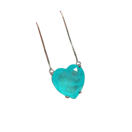 ZIRAVE Jewelry Simulation Paraiba Gemstone Heart Necklace